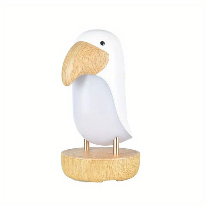 Holz-Vogel-Lampe, weiß, dekorativ, LED, modernes Design, Tischleuchte, skandinavischer Stil