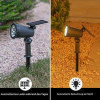 Solarbetriebene Gartenleuchte, schwarz, LED, automatische Aufladung, Nachtbeleuchtung, wetterfest.
