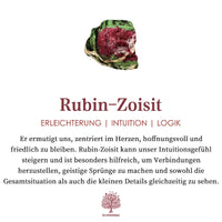 Rubin-Zoisit Edelstein, grün-rot, fördert Intuition und Logik, spirituelle Heilung.