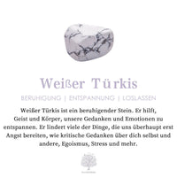 Weißer Türkis Stein, beruhigend, entspannend, loslassen, spirituelle Heilung, Edelstein.
