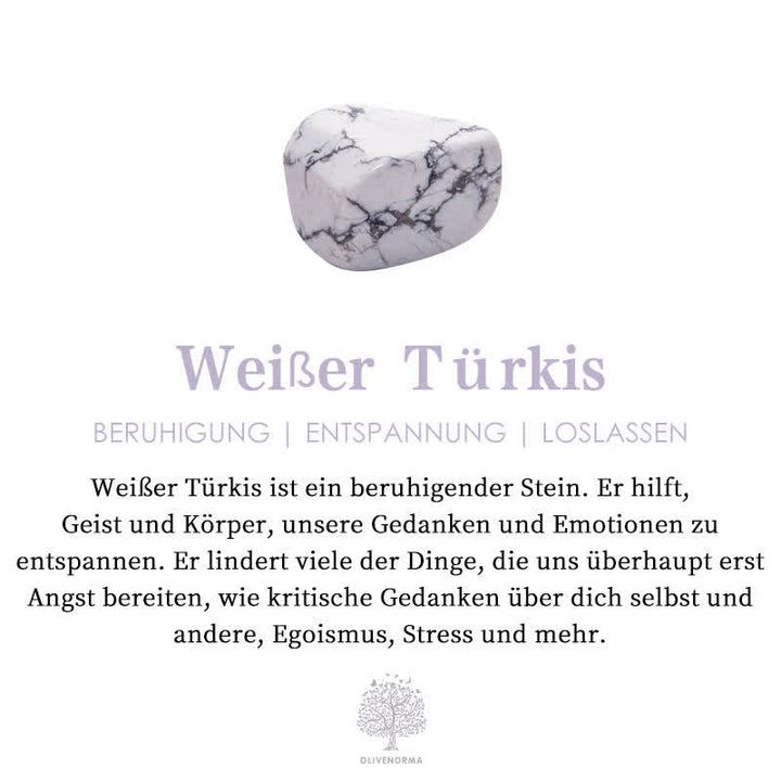 Weißer Türkis Stein, beruhigend, entspannend, loslassen, spirituelle Heilung, Edelstein.