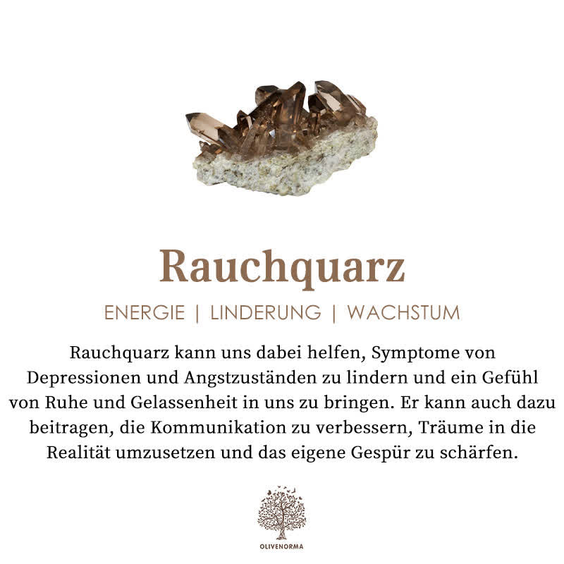Rauchquarz Kristall auf weißem Hintergrund, Energie, Linderung, Wachstum, Heilstein.
