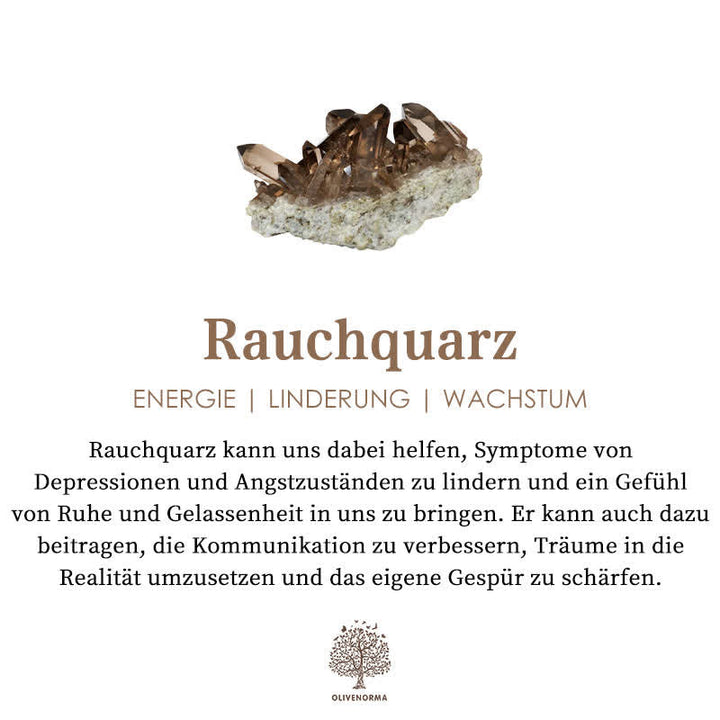 Rauchquarz Kristall auf weißem Hintergrund, Energie, Linderung, Wachstum, Heilstein.