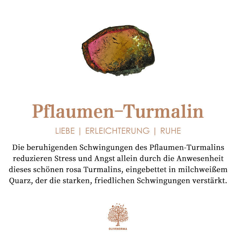 Pflaumen-Turmalin auf weißem Hintergrund, eingebettet in milchweißem Quarz, beruhigende Wirkung.