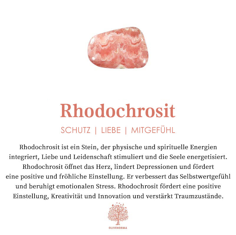 Rhodochrosit Edelstein, rosa, Schutz, Liebe, Mitgefühl, emotionaler Ausgleich, spirituelle Energie.