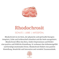Rhodochrosit Edelstein, rosa, Schutz, Liebe, Mitgefühl, emotionaler Ausgleich, spirituelle Energie.