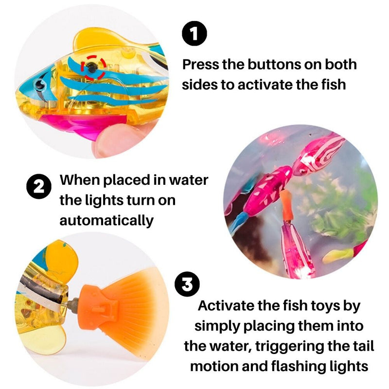 Bunte LED-Fischspielzeuge, wasseraktiviert, leuchtend, schwimmend, Kinderbadespielzeug.