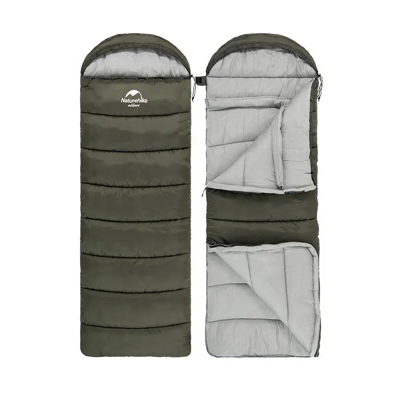 Grüner Schlafsack, rechteckig, Naturhike, Outdoor, Camping, leicht, warm, wasserabweisend.
