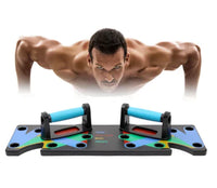 Multifunktionales Push-up-Board mit Griffen, farbcodiert, Fitnessgerät für Krafttraining.