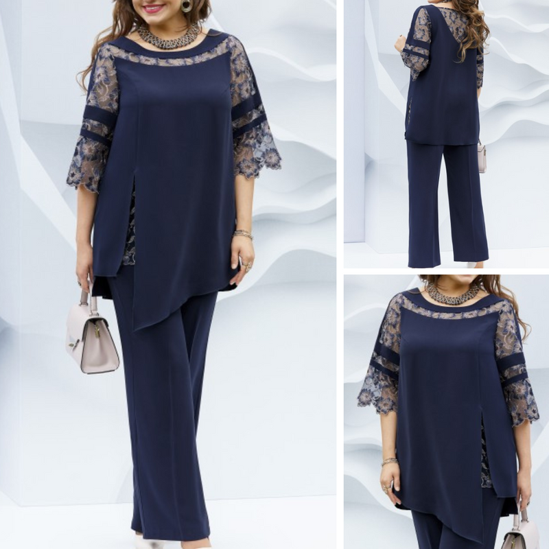 Zweiteiliges Damen-Set im Herbst-Dunkelblau – Isaline