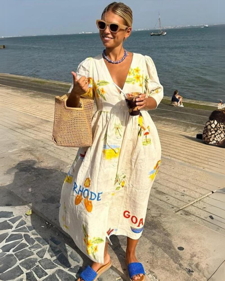 Übergroßes V-Ausschnitt-Sommerkleid – Amara