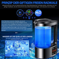 Wasserstoff-Wasserkocher, schwarz, LED-Anzeige, gesundheitsfördernd, antioxidativ, 2 Liter.