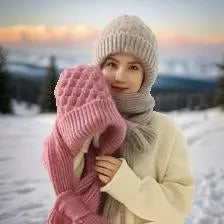 Warme Winter-Damenmütze mit Integriertem Schal - Nora