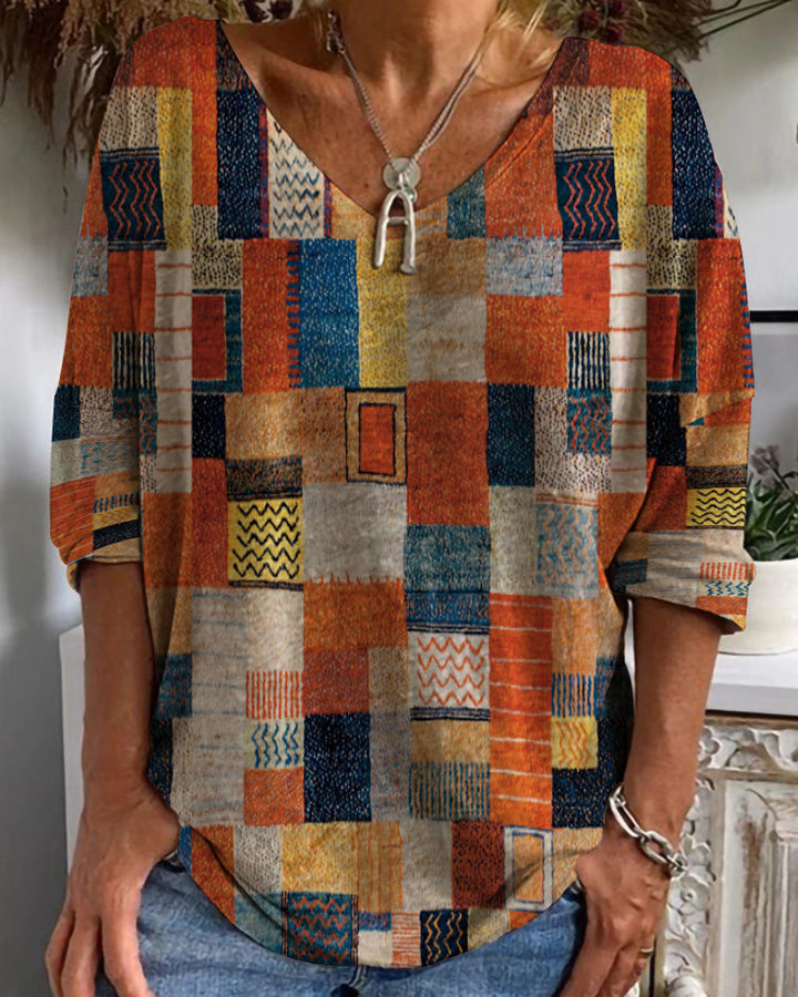 Herbstliches locker geschnittenes Baumwoll-Top – Amira