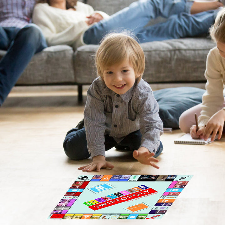 Musikbasiertes Brettspiel mit Songkarten und Monopolygeld für Spielabende