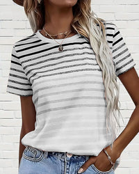 Gestreiftes Damen T-Shirt mit Rundhalsausschnitt & Farbverlauf – Melia