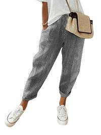 Gestreifte Baumwoll-Damenhose - Amara Herbstedition