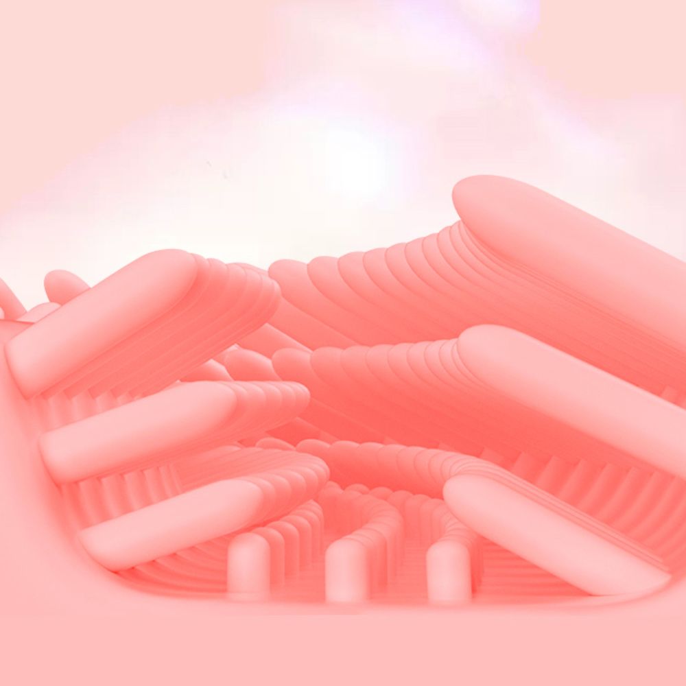 Abstrakte rosa 3D-Formen, geschichtet, futuristisches Design, weiche Textur, moderne Kunst.