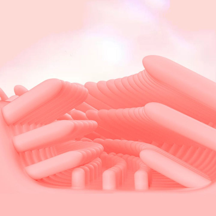 Abstrakte rosa 3D-Formen, geschichtet, futuristisches Design, weiche Textur, moderne Kunst.