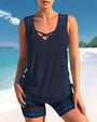 Trendige Bademode mit V-Ausschnitt & geometrischem Muster – Tankini-Set Madonna