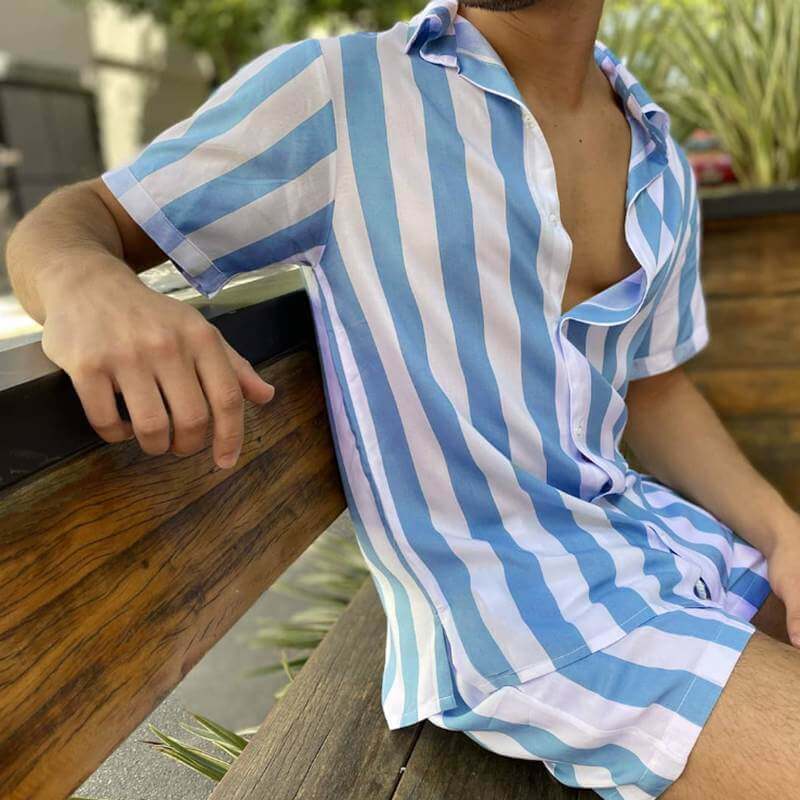 Stylisches Herren Sommer-Set mit Streifenmuster - StreifenFrisch