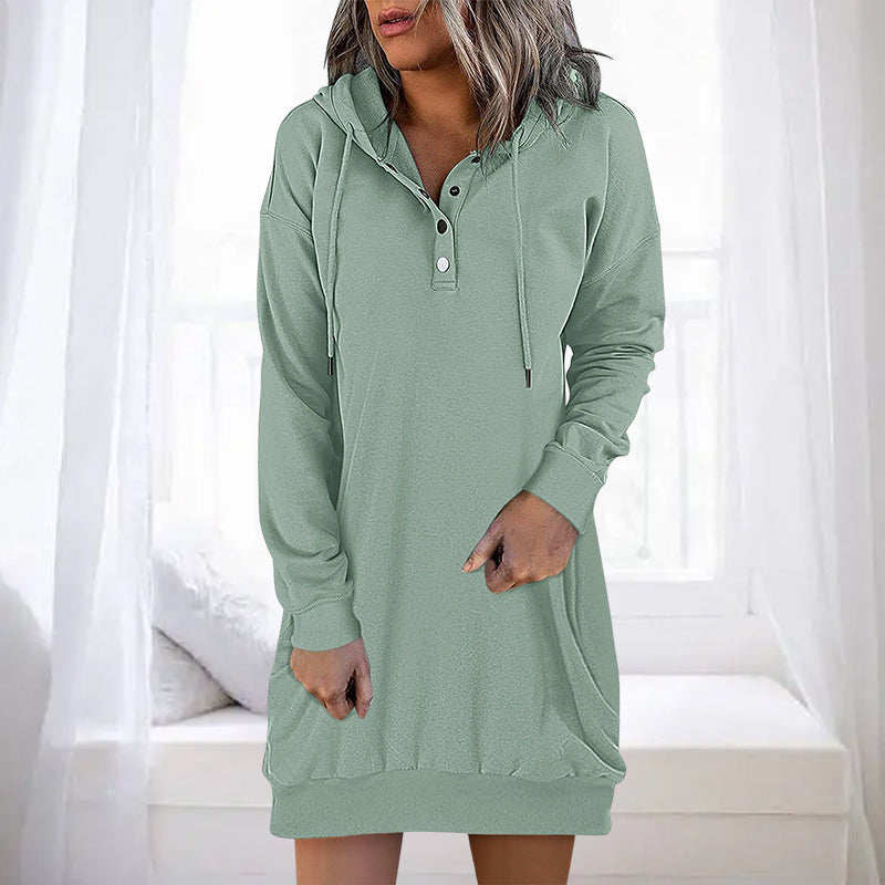 Herbstlicher Minimalistischer Long Damen Hoodie – Valeria