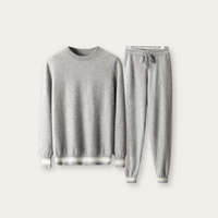 Winterliches Hellgrau Kaschmir Merinowolle Set – Romano
