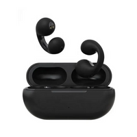 Schwarze kabellose Bluetooth-Kopfhörer mit Ladeetui, modernes Design, In-Ear, tragbar.
