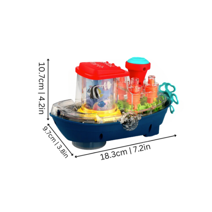 Buntes Badespielzeug Boot mit Wasserpumpe, 18,3 cm, Kinder Wasserspielzeug, Kunststoff.