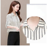 Herbstliche Damen Chiffon Bluse mit Knöpfen & Umschlagkragen – Fenya