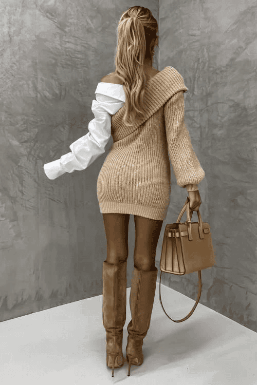 Strickkleid mit angenähtem Hemd – Elodie