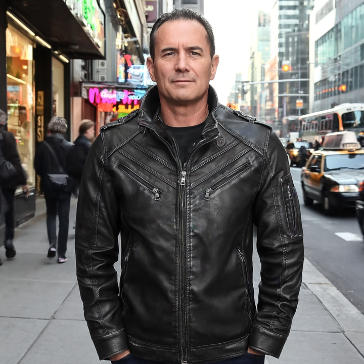 Herren-Lederjacke mit abnehmbarer Kapuze – Herbstedition Marcellus