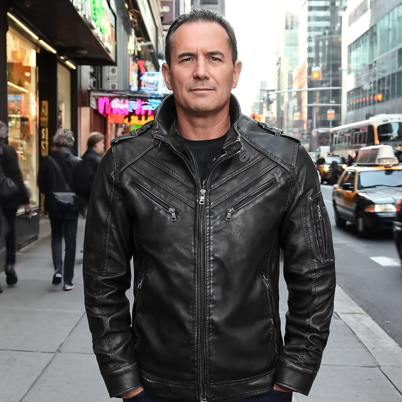 Herren-Lederjacke mit abnehmbarer Kapuze – Herbstedition Marcellus