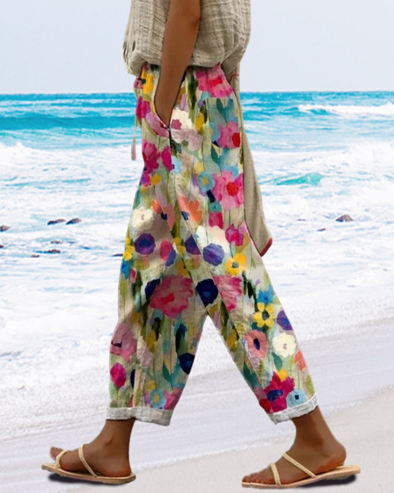 Herbstliche Bunte Damen Jogginghose mit Elastischem Bund – Nova