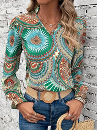 Damen Bluse mit Blumenmuster & V-Ausschnitt für Frühling & Herbst – Selina