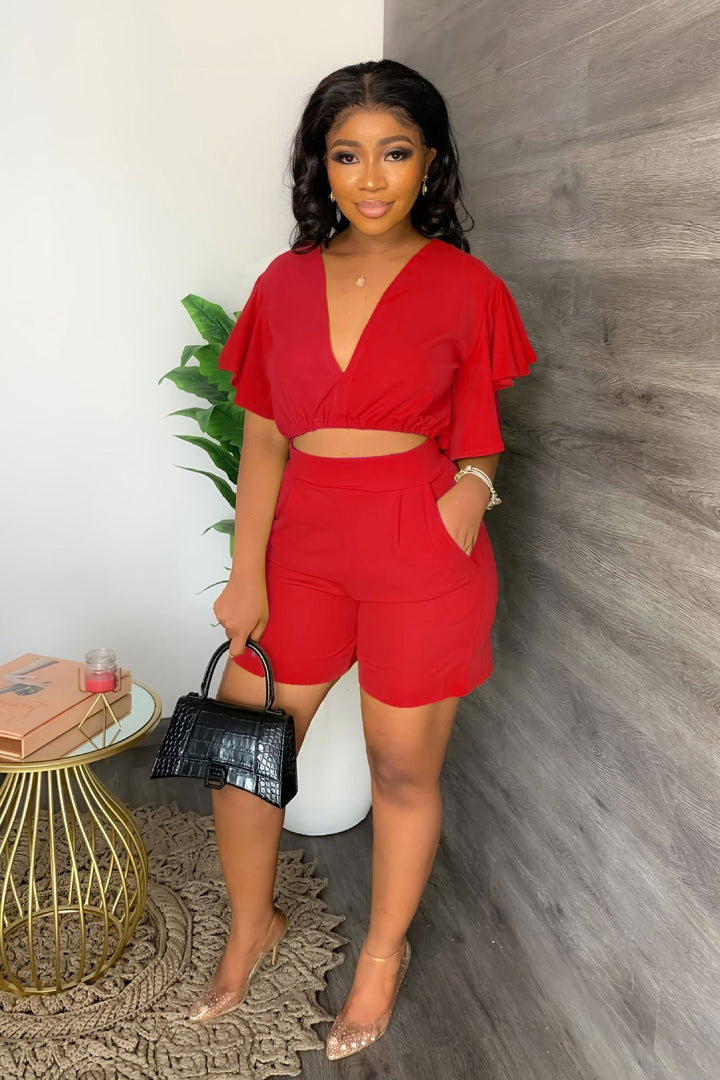 Trendiges Sommer-Zweiteiler Set mit Falten-Design – Marlene