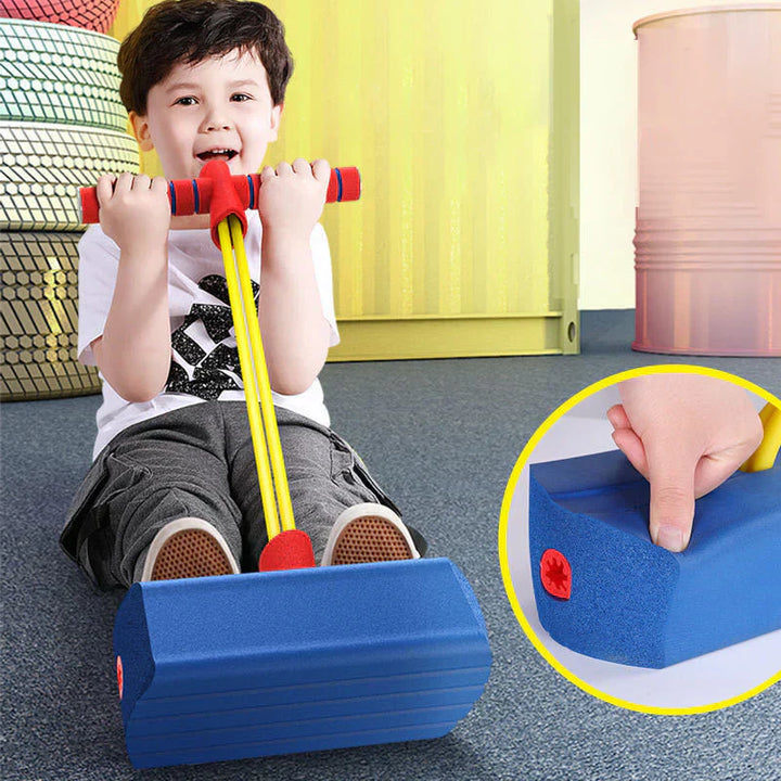 Kinderspielzeug Schaumstoff-Pogo-Stick, blau, Outdoor-Spielset, Fitnessgerät für 5-Jährige.