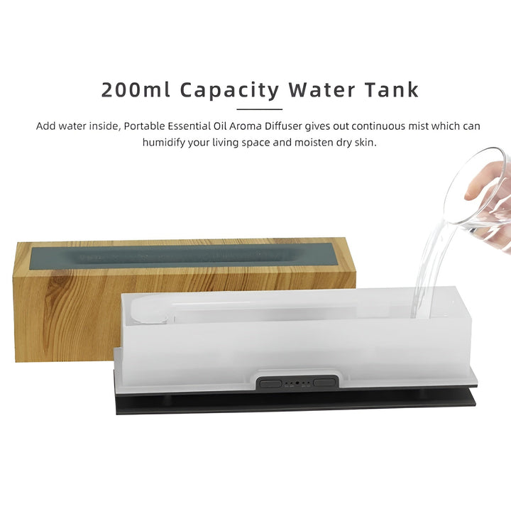 Tragbarer Aroma-Diffuser, 200ml, Holzoptik, Luftbefeuchter, ätherische Öle, modernes Design