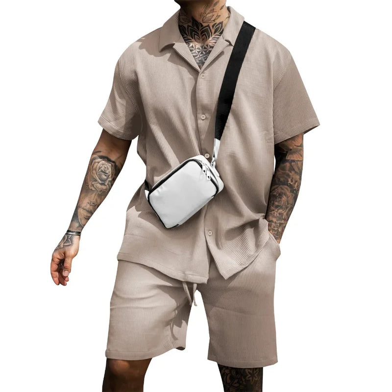 Zweiteiliges Sommer-Set für Herren mit Hemd und Shorts – Milan