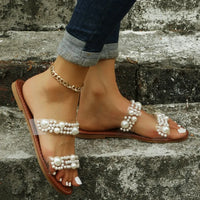 Bohemian Slip-On Damen Sandalen mit Perlenverzierung – Elvyna