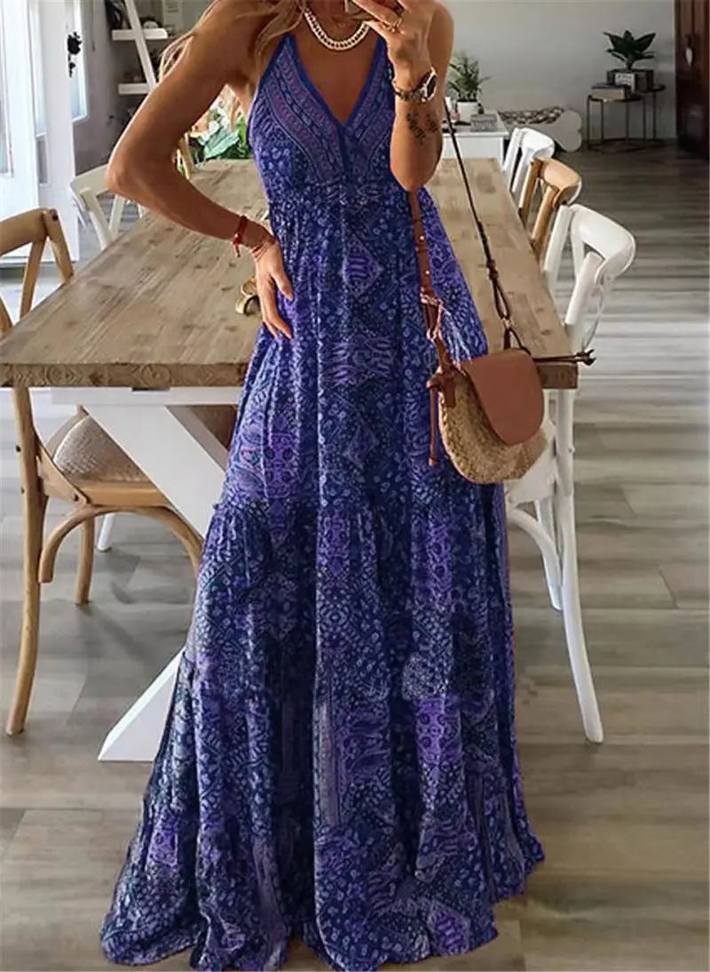 Sommerliche Boho-Maxikleid mit Blumenprint – Isabella