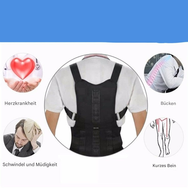 Rückenstützgürtel für Haltungskorrektur, schwarz, Unisex, gegen Rückenschmerzen und Müdigkeit.
