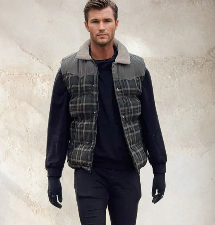 Herren Outdoor Bodywarmer mit Karomuster & Stehkragen – Lennart
