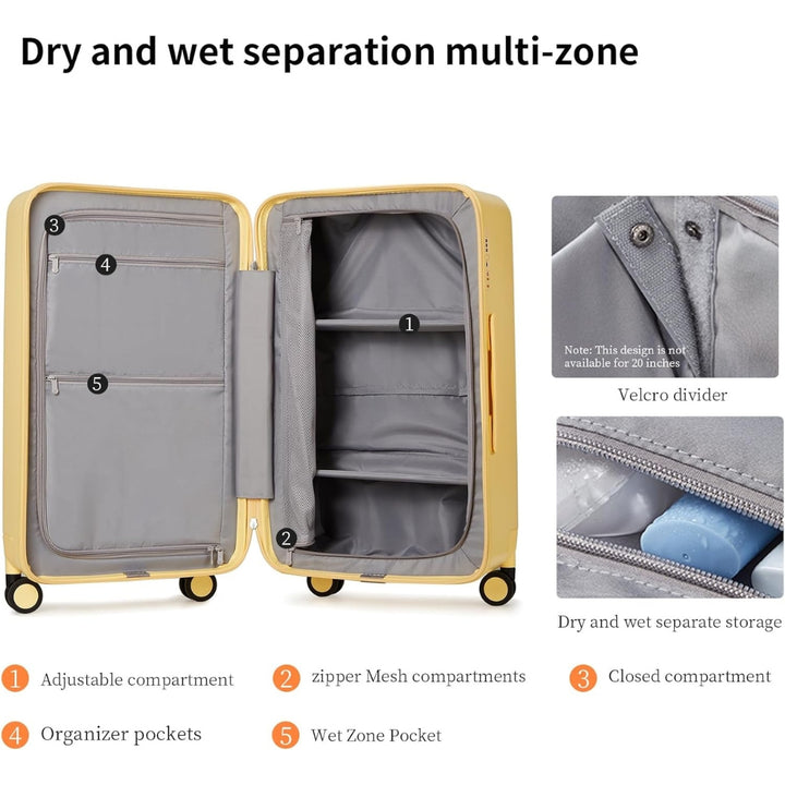 Flughafen-zugelassenes 55 cm Handgepäck mit 3:7-Aufteilung und dreiteiliger PC-Hartschale