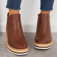 Herbstliche Trendige Damen Stiefeletten mit Reißverschluss und Plateau - Alessia