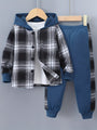 2-teiliges Jungen-Set Jordy mit kariertem Herbst-Hoodie und Jogginghose