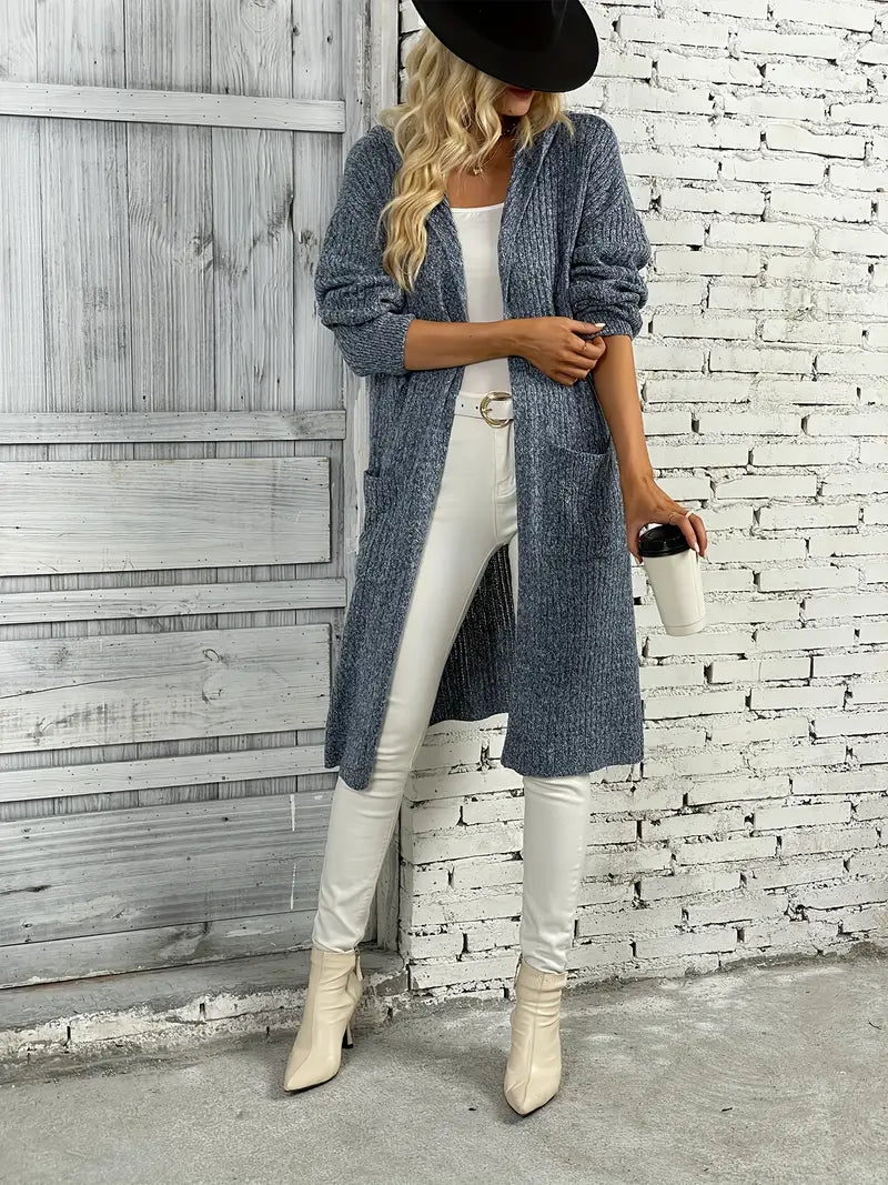 Langes Damen Strickcardigan für Herbst & Winter – Elara