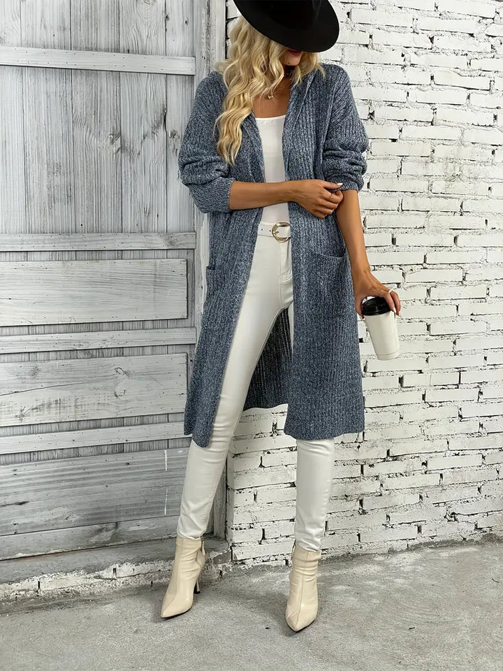 Langes Damen Strickcardigan für Herbst & Winter – Elara