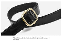Schwarzer Ledergürtel mit goldener Schnalle, verstellbar, modisch, hochwertig.