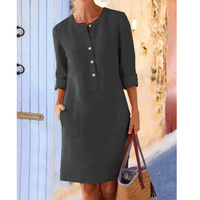 Herbstliches stilvolles Damen Freizeitkleid mit Taschen & Rundhalsausschnitt – Niva